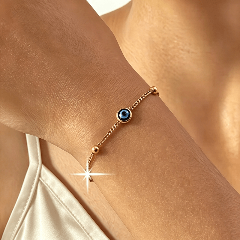 Women's 316L Stainless Steel Evil Eye Thin Adjustable Bracelet